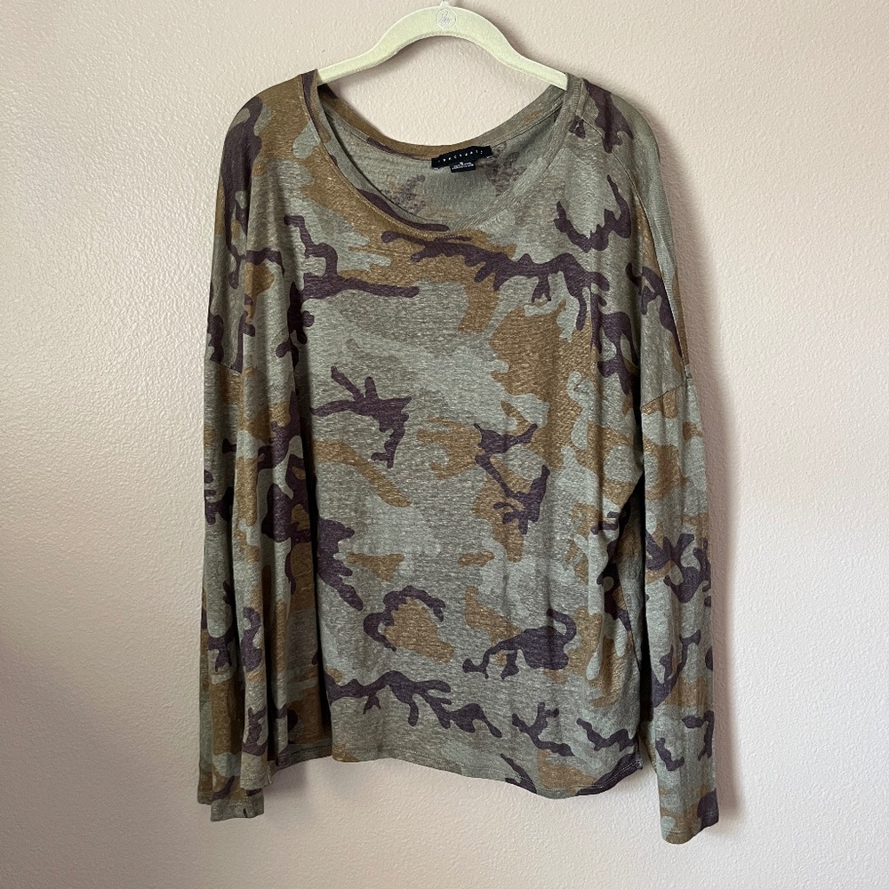 Sanctuary Long Sleeve Crew Neck Camo Shirt